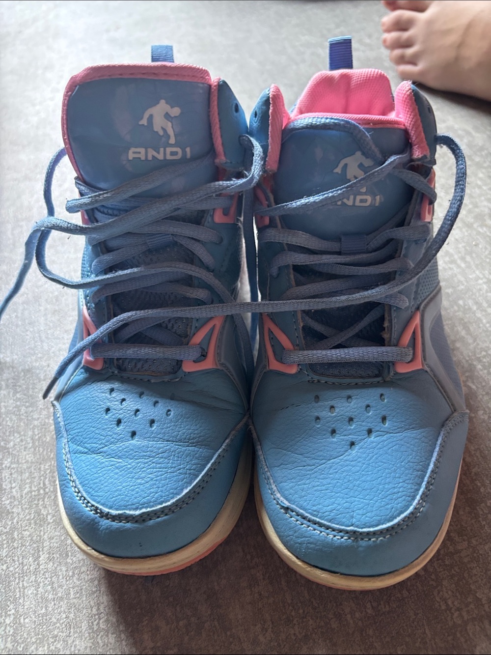 And1 Kids Blue and Pink High-Top Sneakers